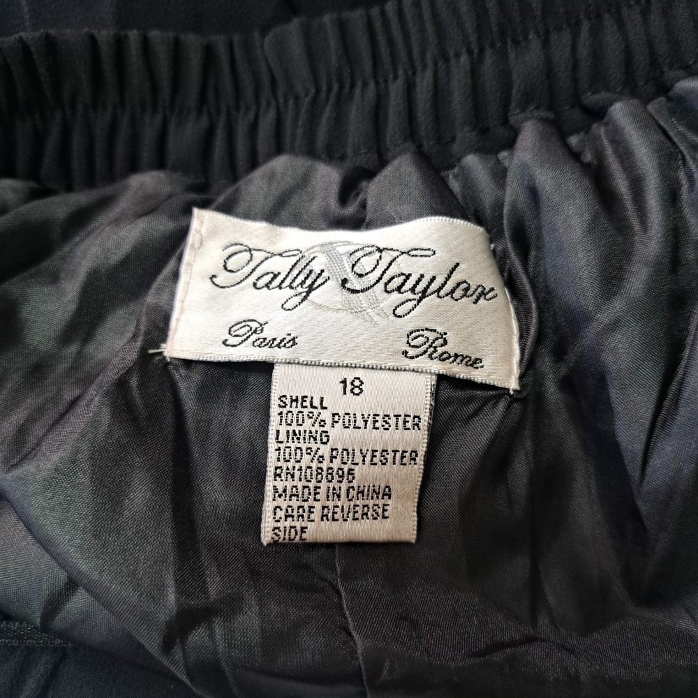 Tally Taylor Vtg Black Cutwork Embroidery Pants‎ 18 Old Money Quiet Luxury Chic - Picture 2 of 7